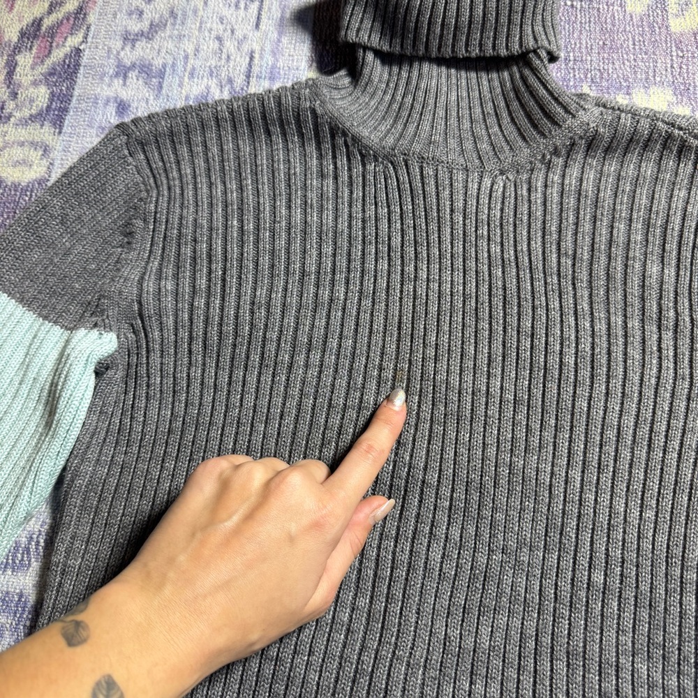Vintage 90s Calvin Klein Womens Ribbed Turtleneck Sweater Long Sleeve in Gray - Picture 13 of 15